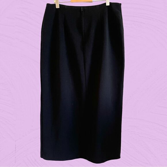Vintage 90s ribbed midi black skirt with slit - Picture 4 of 10
